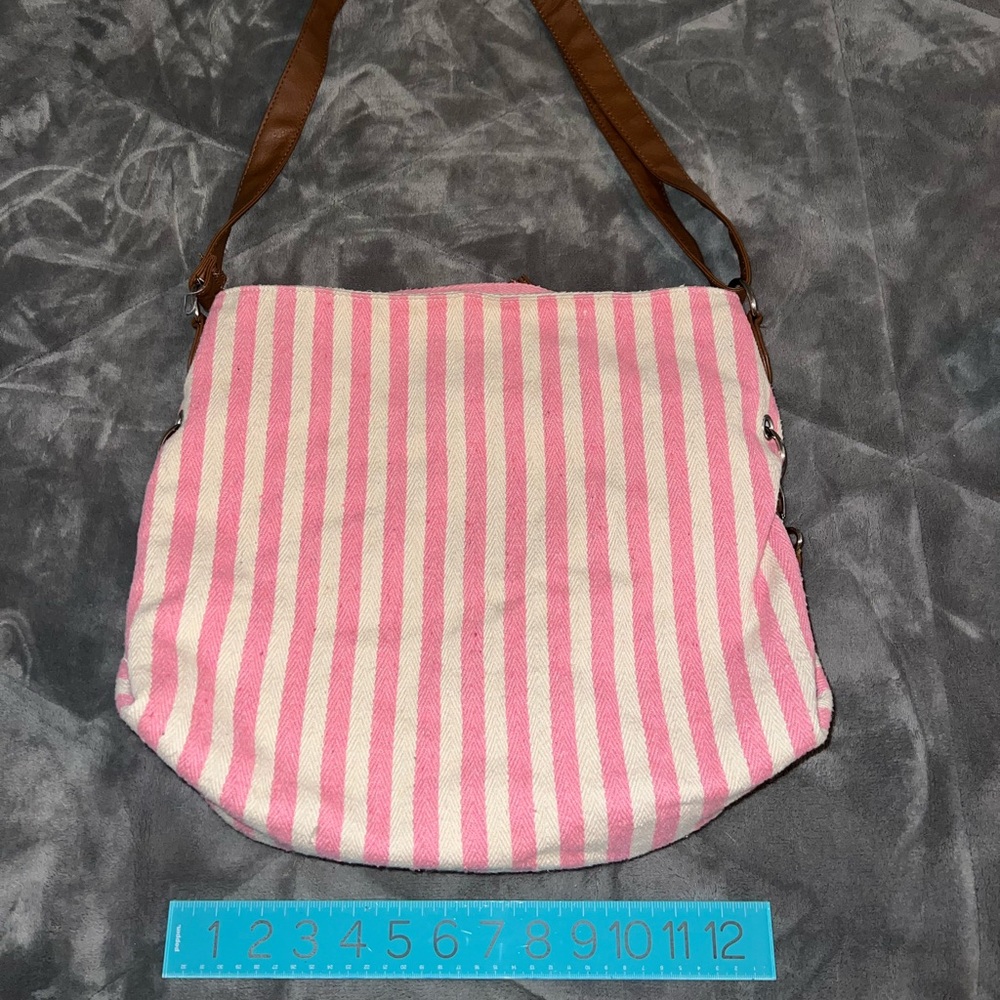Candie's Pink and White Striped Tote Bag